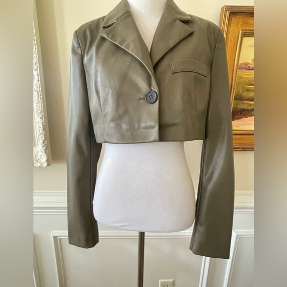 New Anthropologie Avec Les Filles Cropped Vegan Faux Leather Jacket Small - Picture 5 of 8
